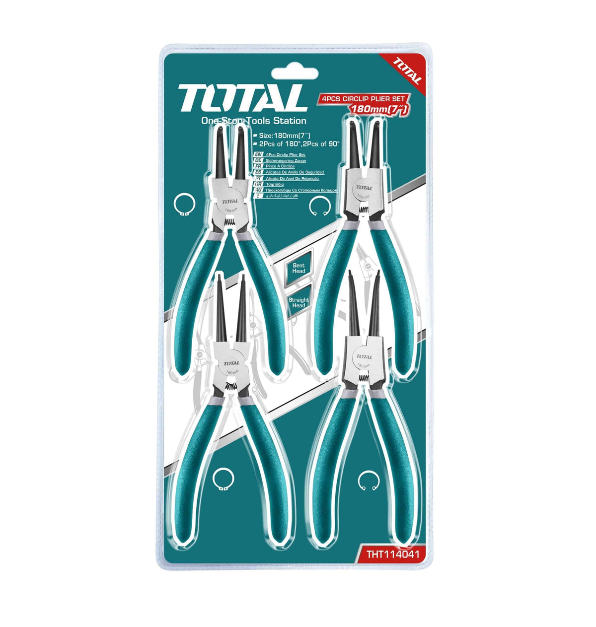 Set de 4 Alicates Saca Seguros 180° y 90° | Total Tools