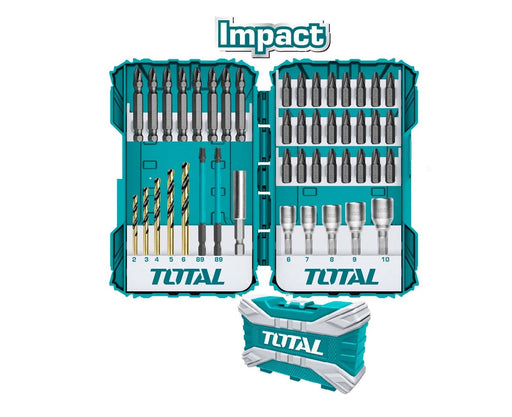 Juego de brocas, puntas phillips y dados magnéticos de impacto 45pzas TOTAL - Total Tools